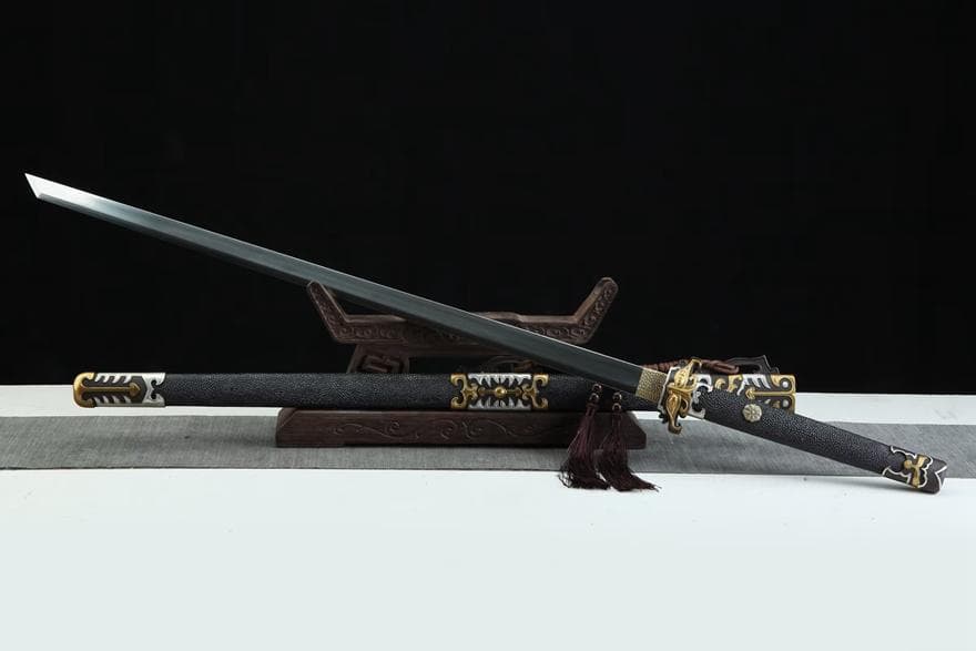 鎏金銀 中華唐刀 模造刀 居合刀 武士道 武具 漢剣 唐刀 龍泉剣 手鍛造打 金装唐大刀 アルミ合金刀身 模造刀 中国剣 古代日本刀 | 張安堂 本店