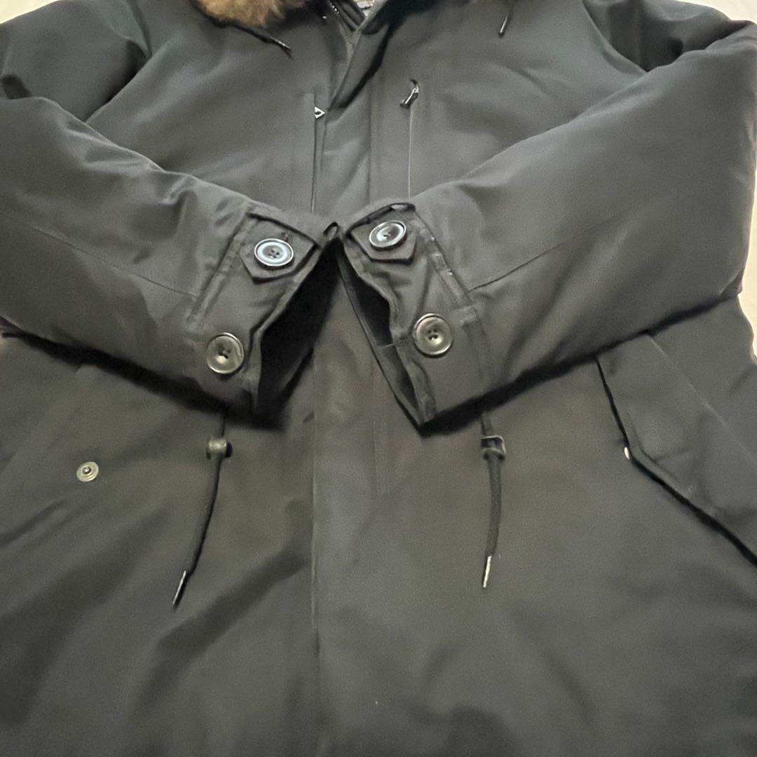 美品】ナノユニバース 西川ダウンモッズコート ラクーンファーブラック