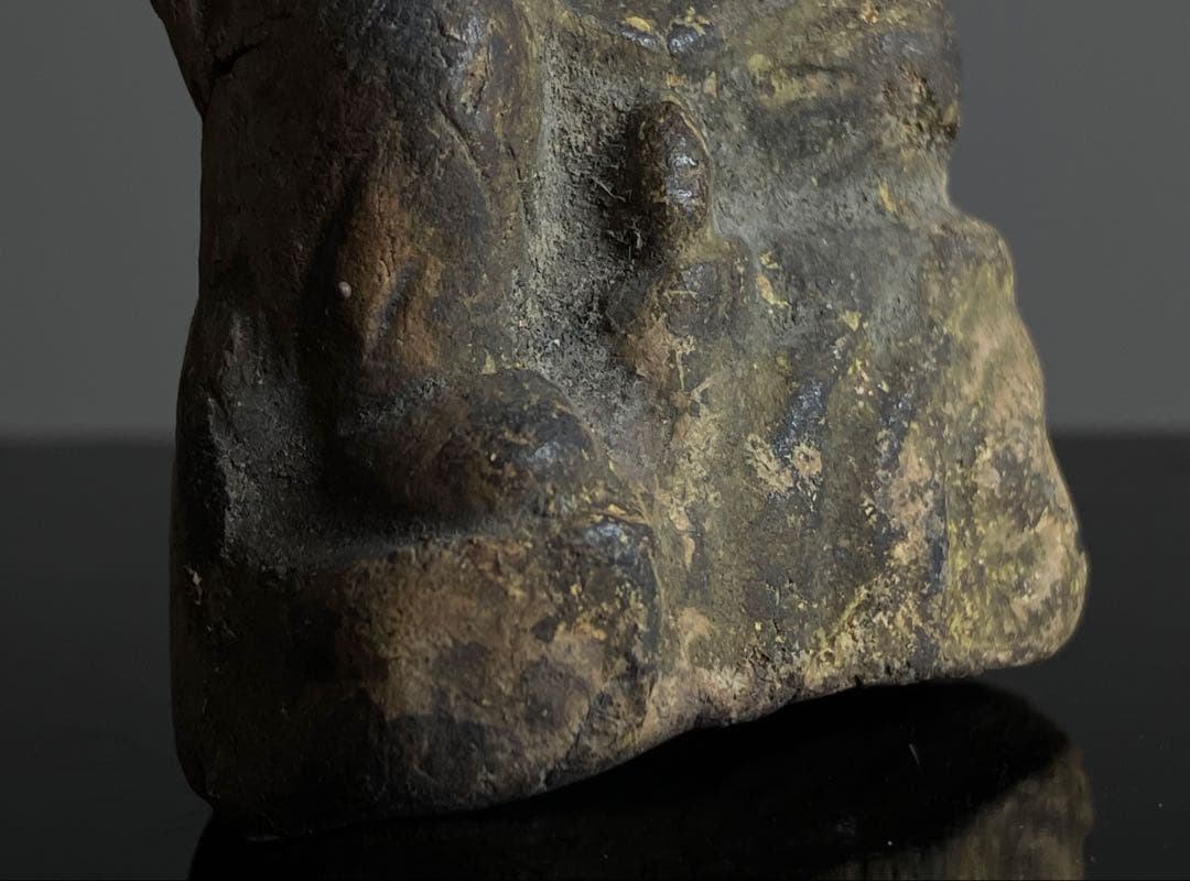 雅な顔 古層の恵比寿 土人形 約7㎝ 江戸時代頃】骨董仏像民間信仰豆仏