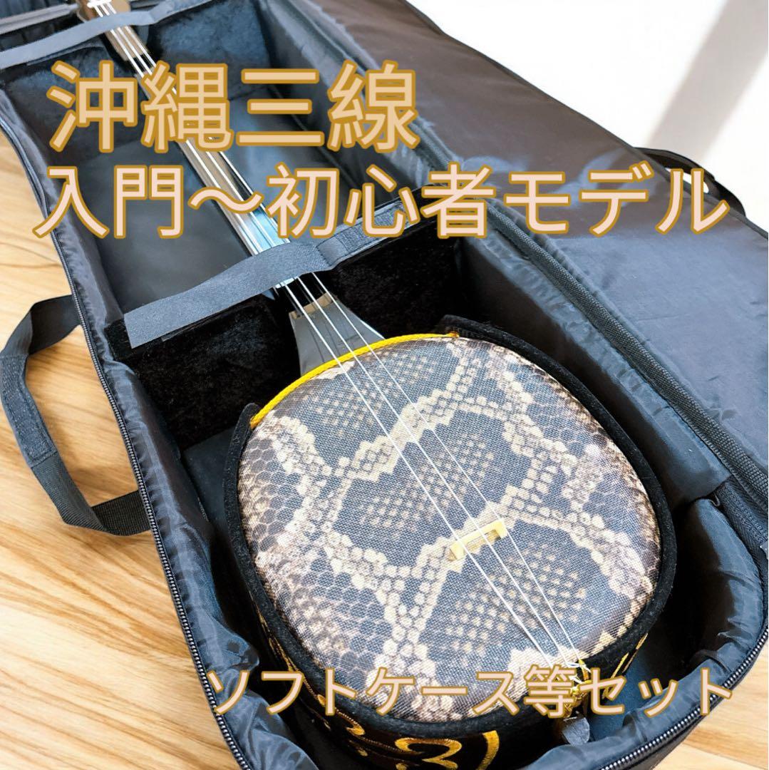 【美品】 沖縄三線 蛇皮 合皮 初心者 入門者 ソフトケース付 付属品あり