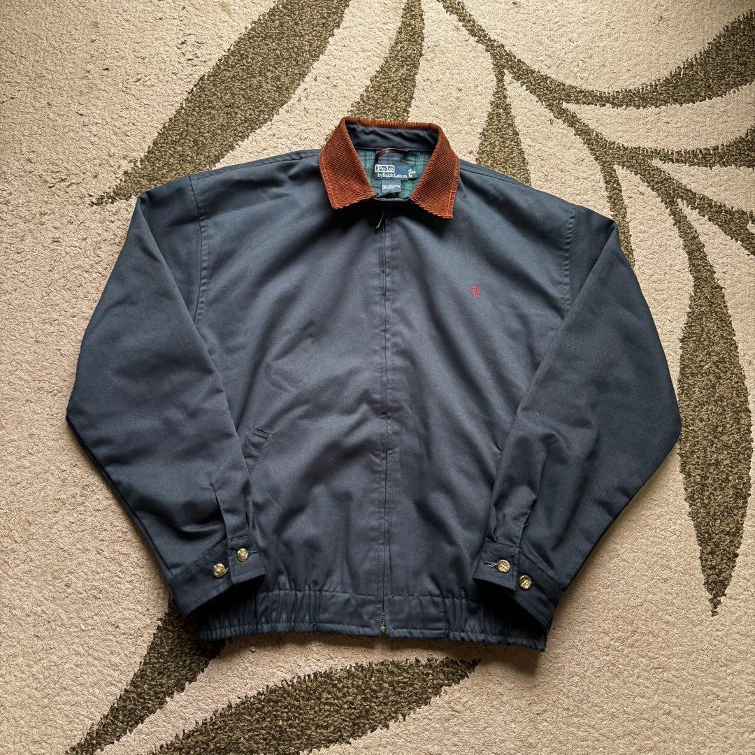 90's Ralph Lauren スイングトップ 襟コーズ ネイビー