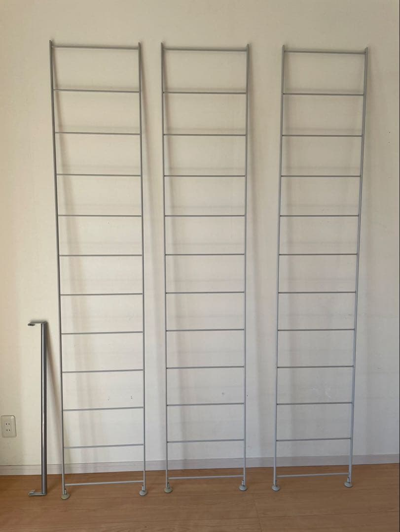 無印良品　スチールユニットシェルフ 帆立212.5cm 3本 ワードローブバー付