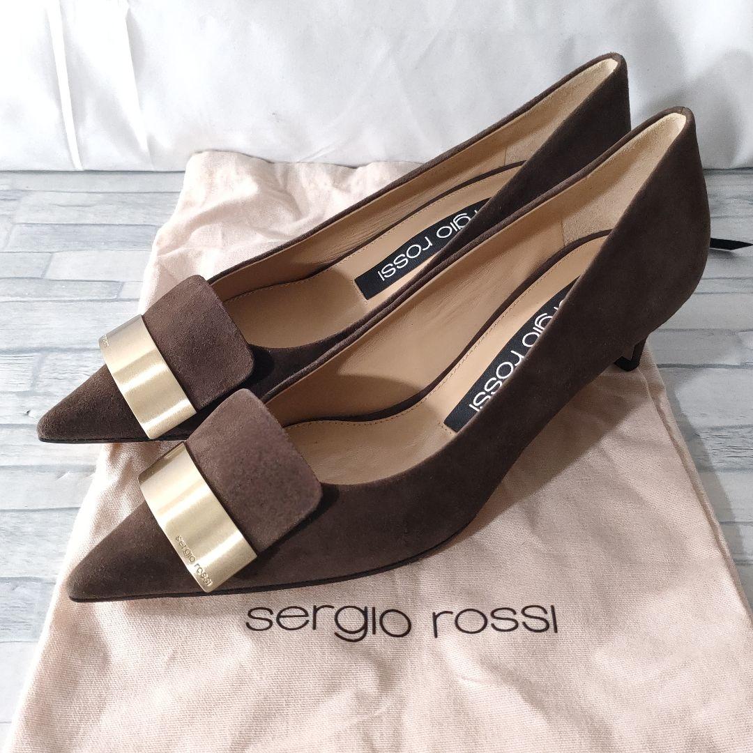 未使用品✨セルジオロッシ　sr1　スウェードパンプス　ブラウン×ゴールド　36