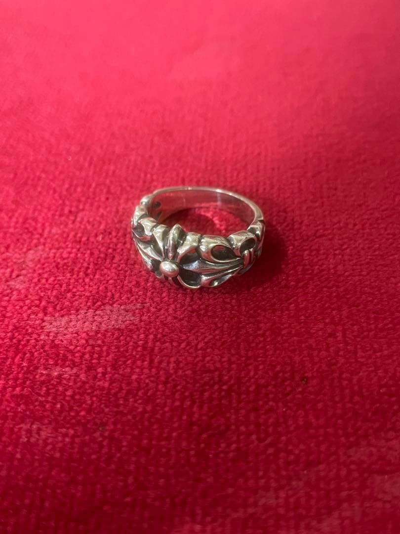 クロム風シルバーリング13号　925 Chrome Heartsモチーフ即日発送