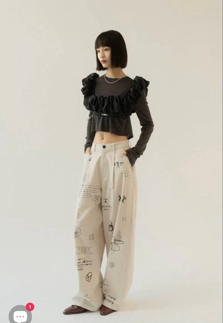 パンツ Knuth Marf high waist tattoo pants XS 別注 high waist tattoo pants(XS DARK GREY): Knuth Marf: WOMENS