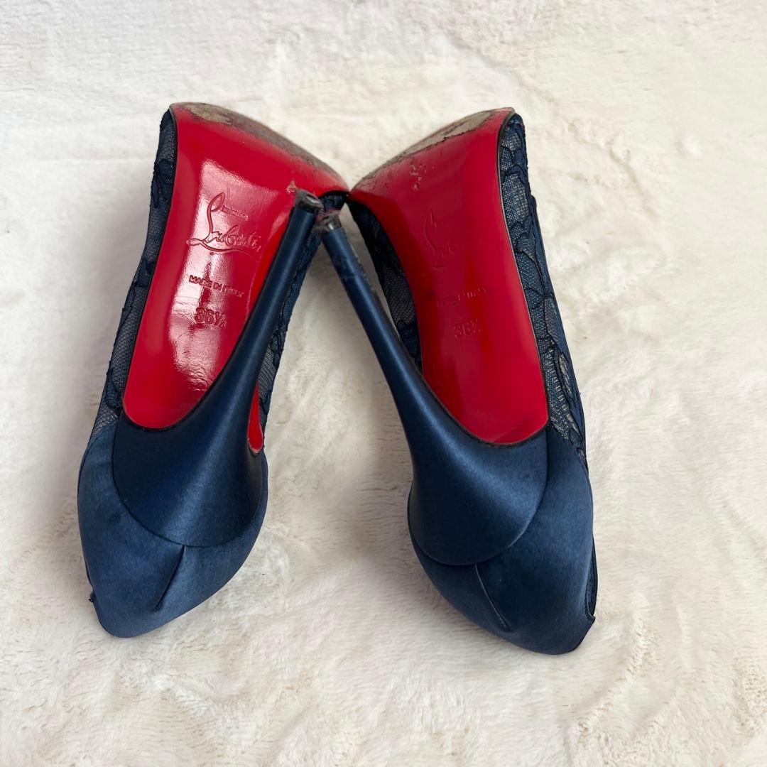 クリスチャンルブタン サテン レース　花柄　ヒール 36 1/2　23.5cm