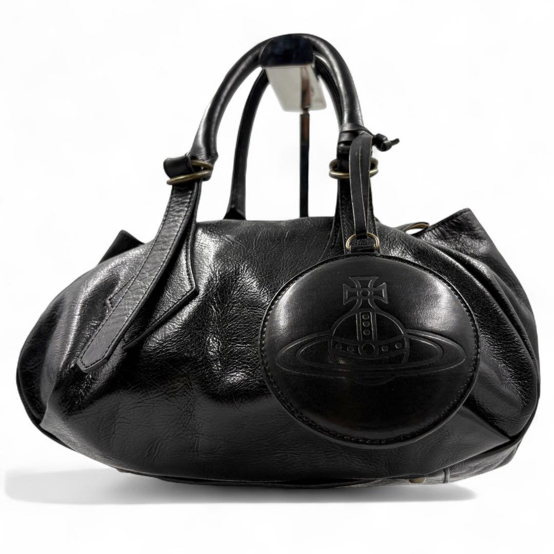 ヴィヴィアンウエストウッド ミニボストンバッグ オーブ ブラック レザー y2k