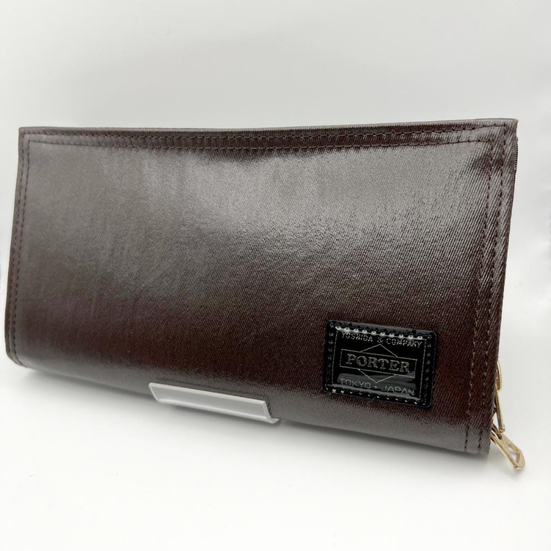 未使用 ポーター☆メンズ ジッピーウォレット 長財布 ナイロン加工 濃茶 日本製