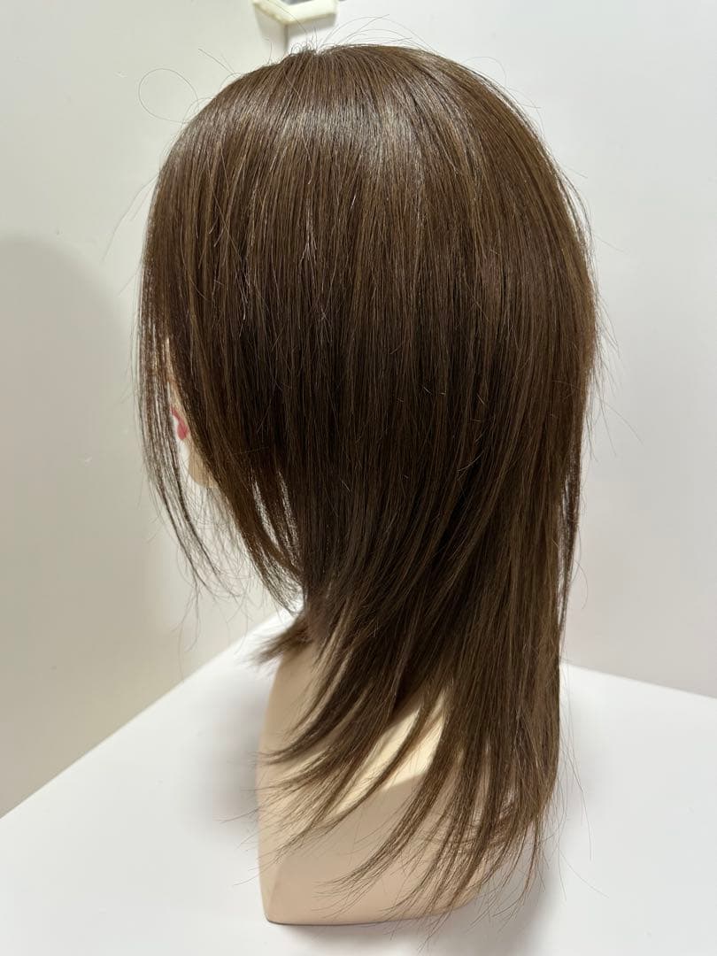 フルウィッグ人毛100%医療ウィッグ鎖骨ミディアム センターパート