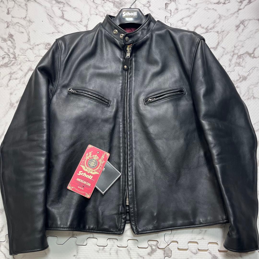 極美品✨【米国製】schott ライダースジャケット　641xx 44 黒 Schott N.Y.C（ショット） SCHOTT 641 スタンドカラー シングル