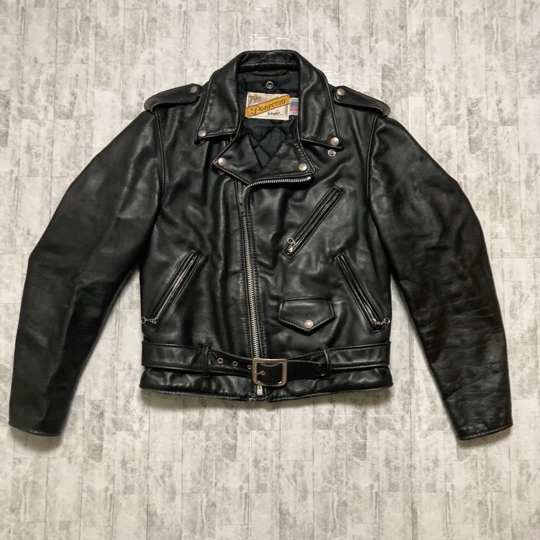 USA製 ショット 699 本革 ダブル ライダースジャケット 38 Dポケット
