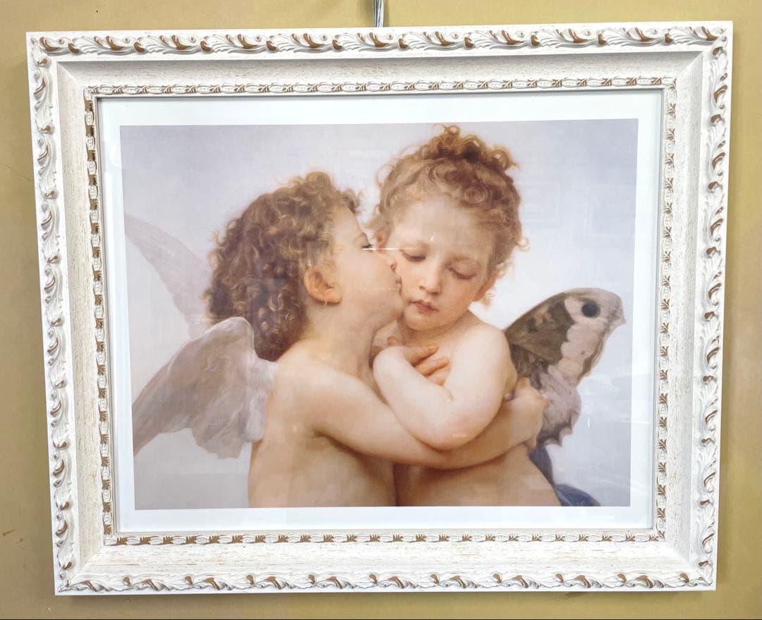 二人の天使 エンジェル 複製画 イタリー製 額縁付き 美品