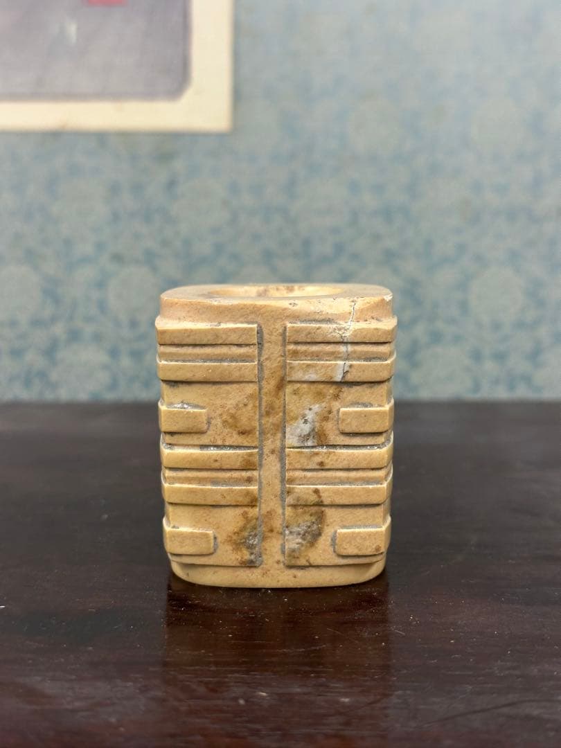 中國古砡石 古砡琮 砡置物 玉製物 時代物 中國古美術 唐物 高 5.5cm