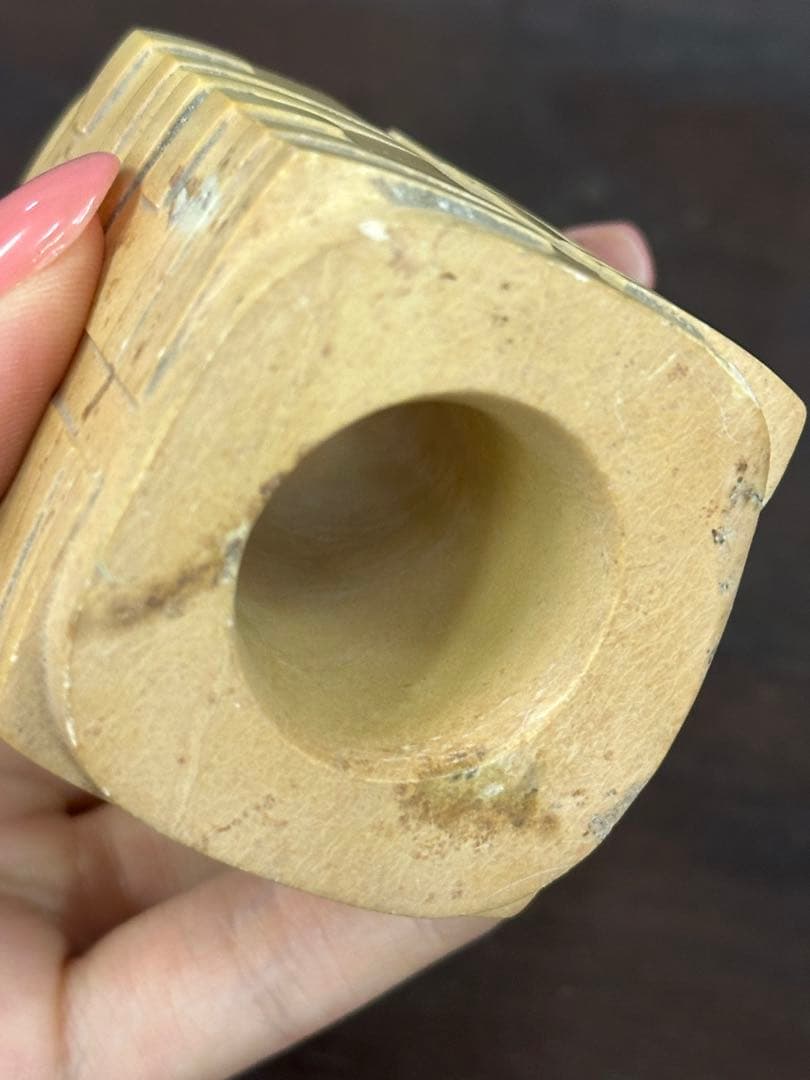 中國古砡石 古砡琮 砡置物 玉製物 時代物 中國古美術 唐物 高 5.5cm