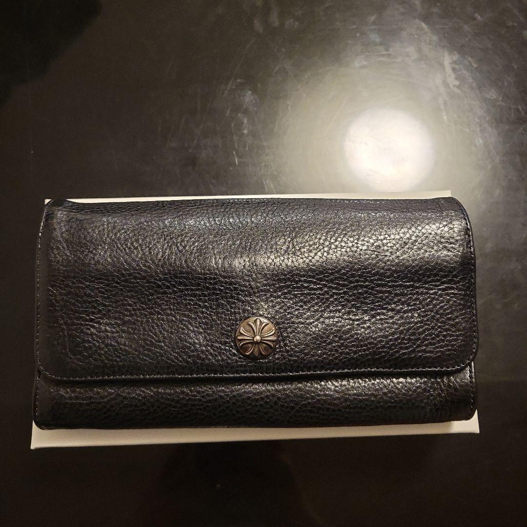 Chrome Hearts ジュディウォレットJUDY クロムハーツジュディウォレットクロスボタンブラックヘビーレザー