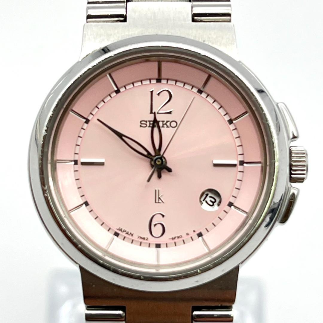 良品 セイコー ルキア ピンク文字盤カレンダー 新品電池交換済