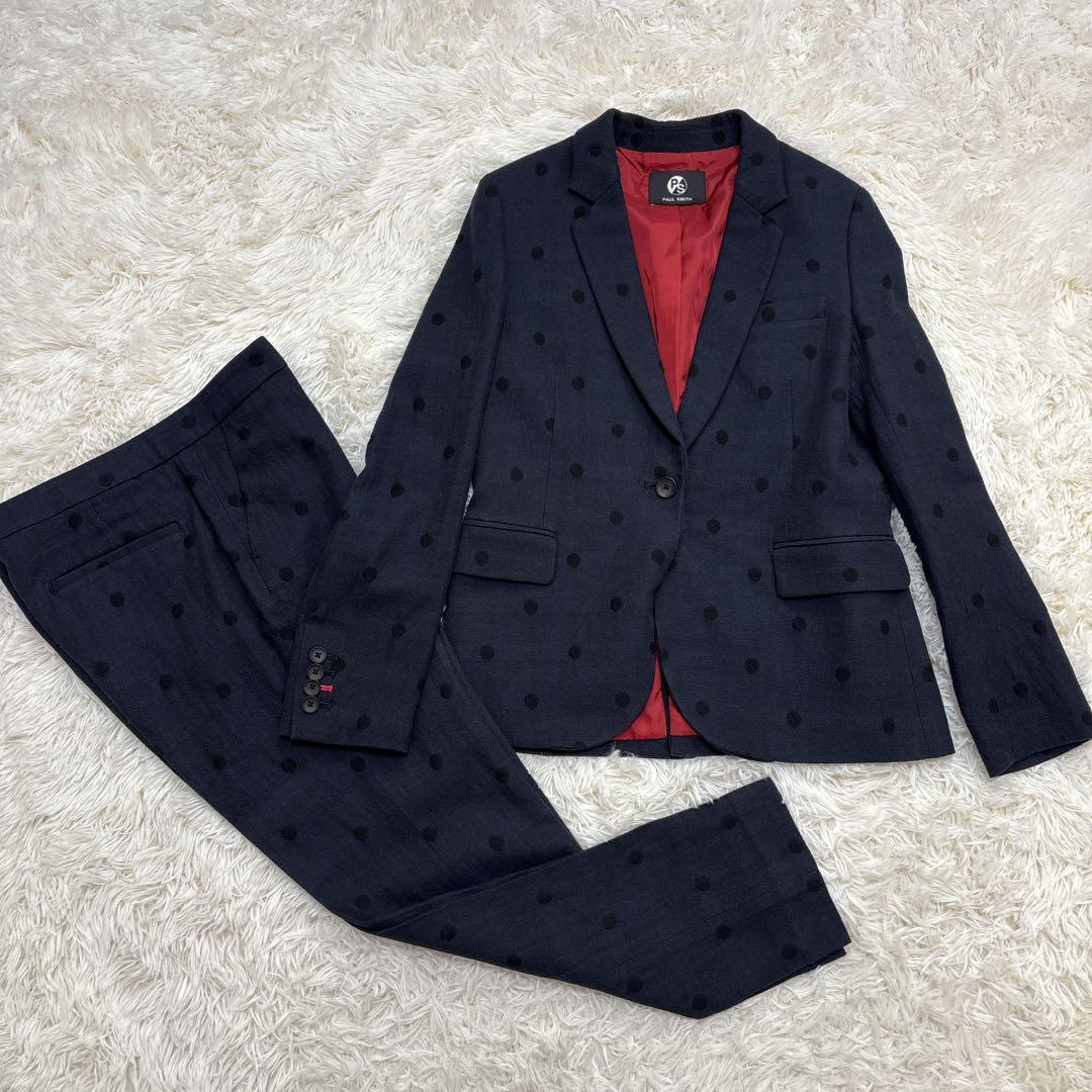 ピーエスポールスミス　セットアップ　ドット　ネイビー　裏地派手　40-42　L