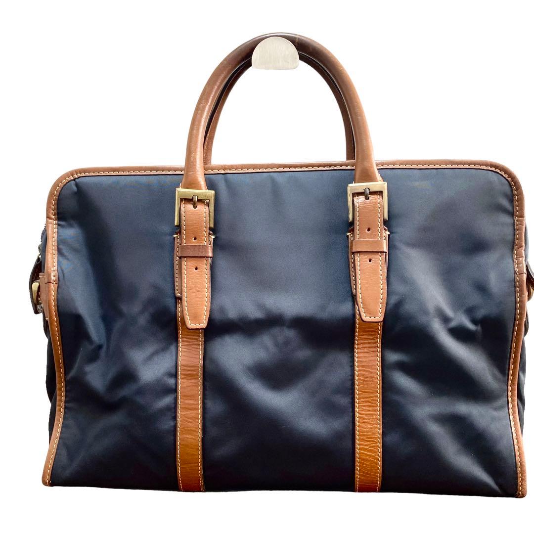 ユナイテッドアローズ 2WAY ビジネスバッグ ナイロンレザー ネイビー