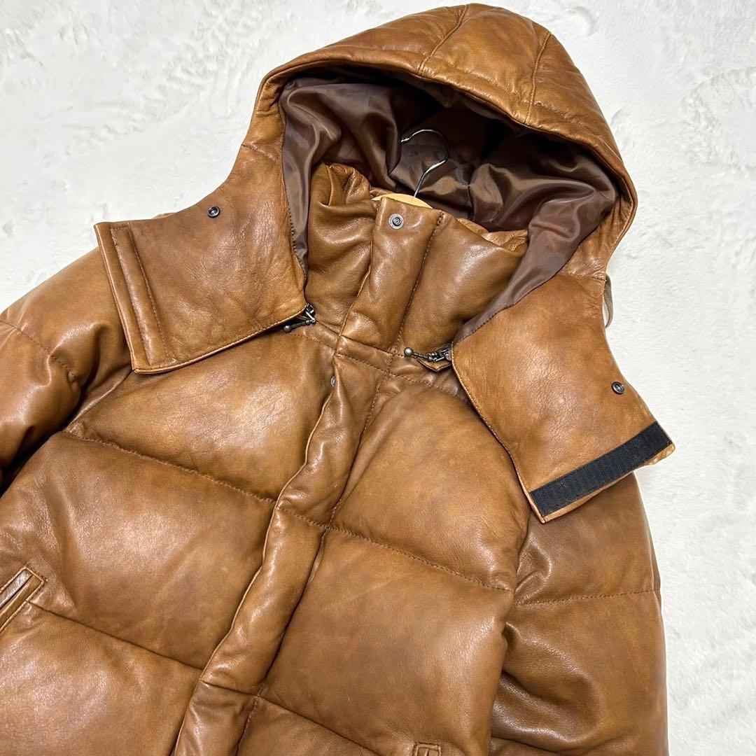 glamb グラム ラムレザー ダウンジャケット 茶 HERO キムタク - メルカリ