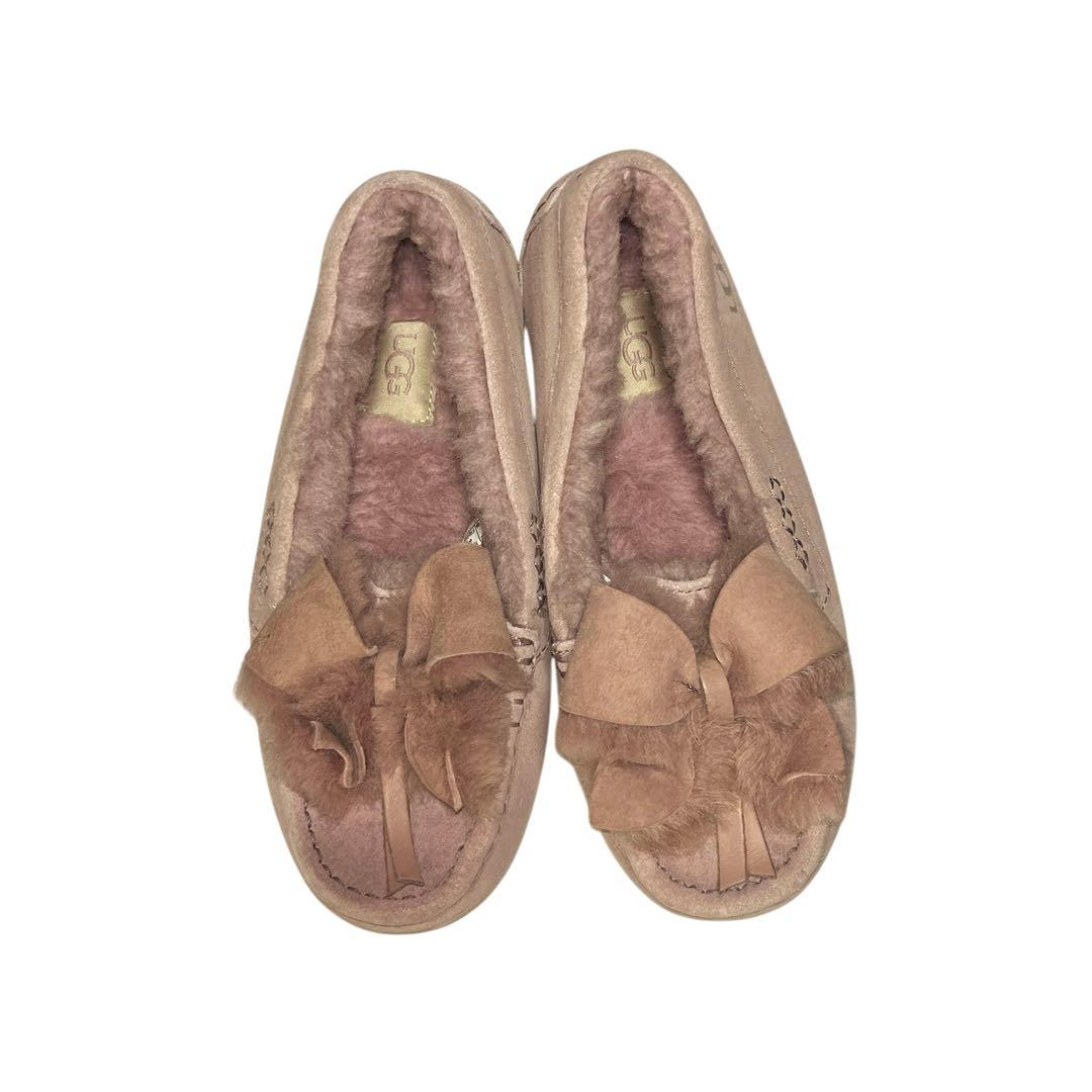 UGG アグ アンスレーボウ モカシン ローファー ピンク スエード 22cm