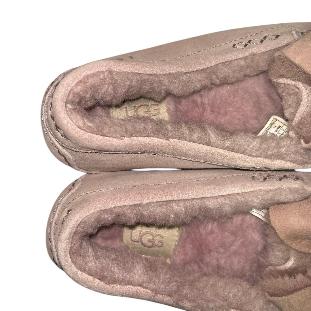 UGG アグ アンスレーボウ モカシン ローファー ピンク スエード 22cm