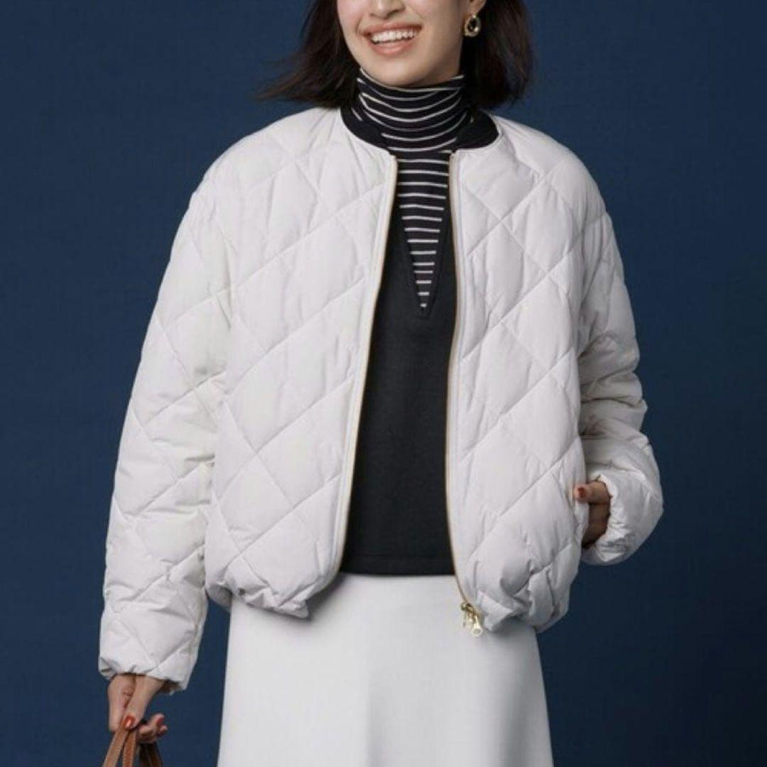 TAION×UNFILO人気✨キルティング ショート丈ブルゾン アイボリー