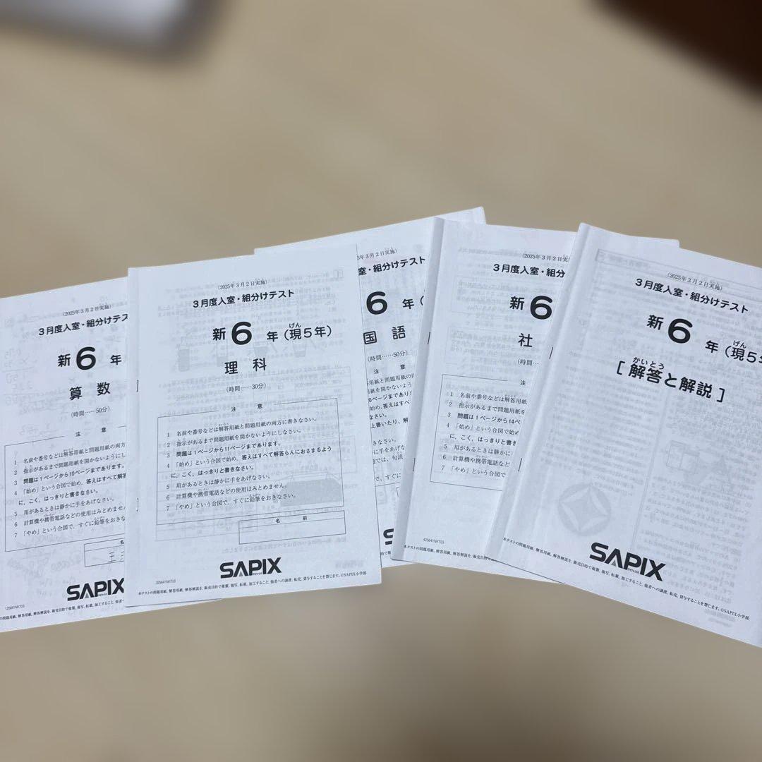 2025年度新6年生テスト問題集 SAPIX - メルカリ