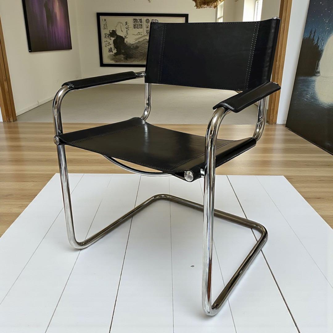 カンチレバーチェア　アームチェア 本革　STUDIO-LINE スタジオライン アームチェアSH43 DA-8308 CA エーデルBK 【大型商品配送便でのお届け