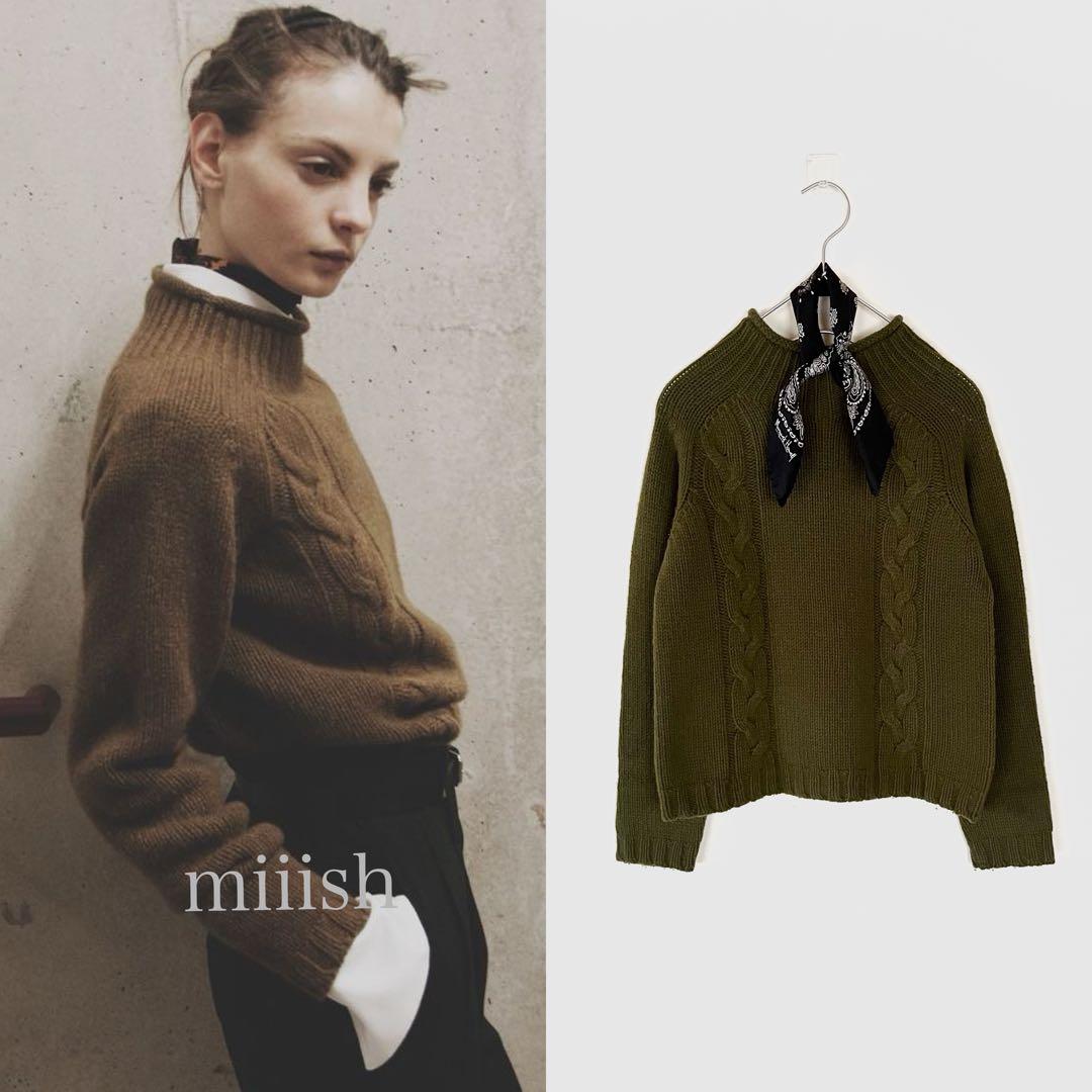 美品 マーガレットハウエル ハーフネックケーブル編みニット 店舗限定