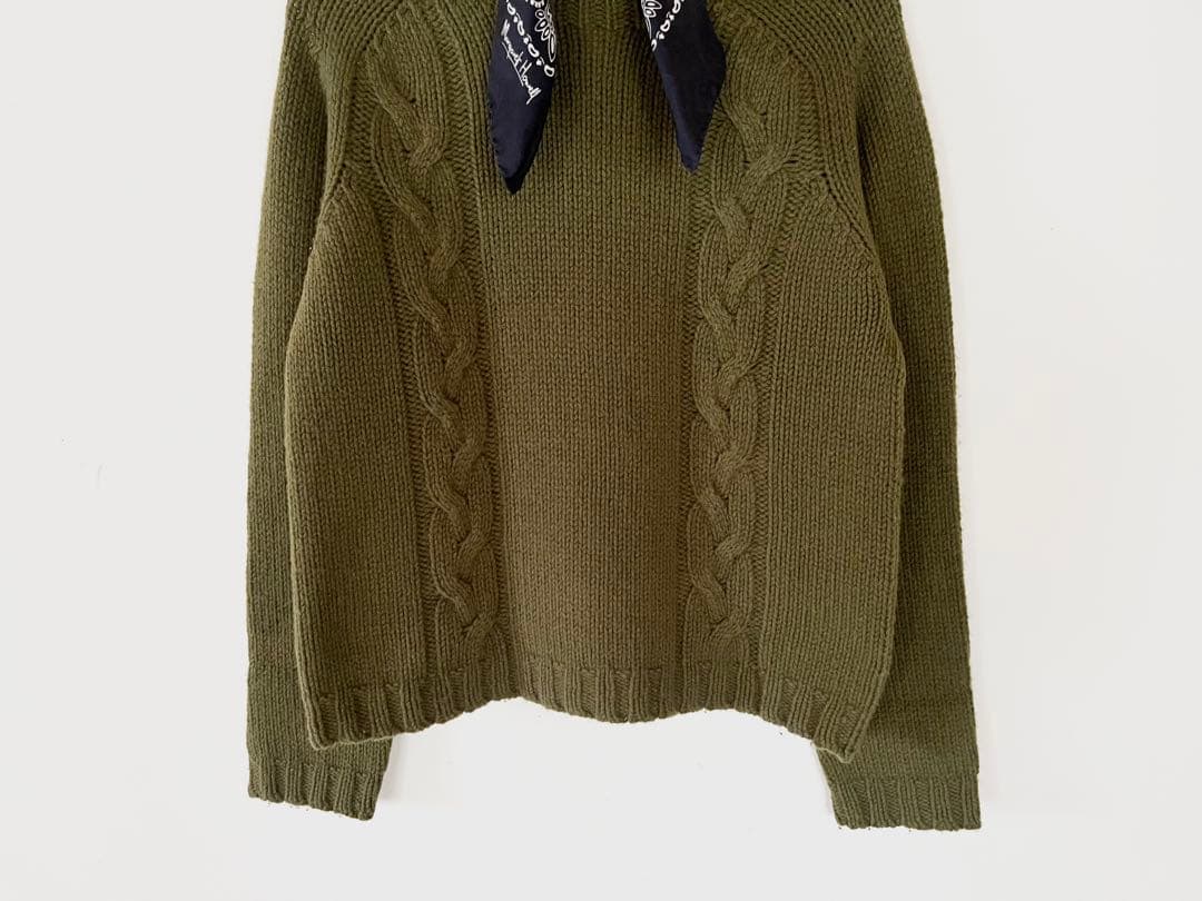 美品 マーガレットハウエル ハーフネックケーブル編みニット 店舗限定