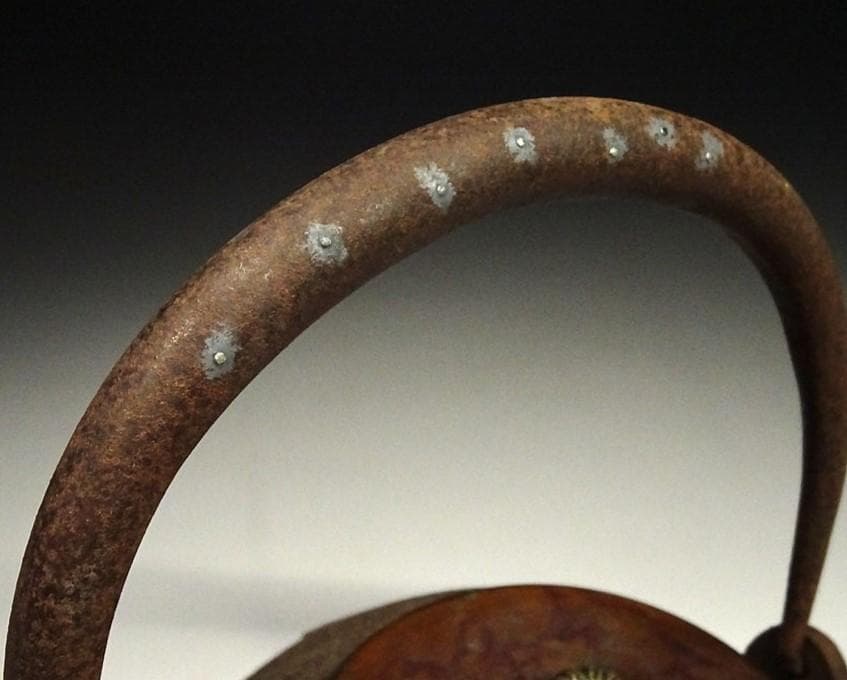 人間国宝】◇『釜師 角谷一圭 松葉地紋 鉄瓶』◇検）亀文堂 龍文堂