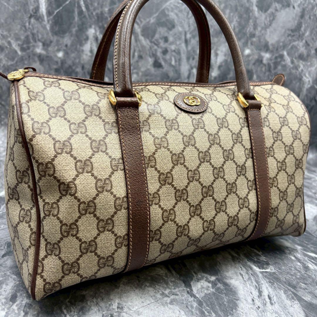 ✨極美品✨GUCCI GGボストンバッグ ショルダー ベージュ ブラウン レザー