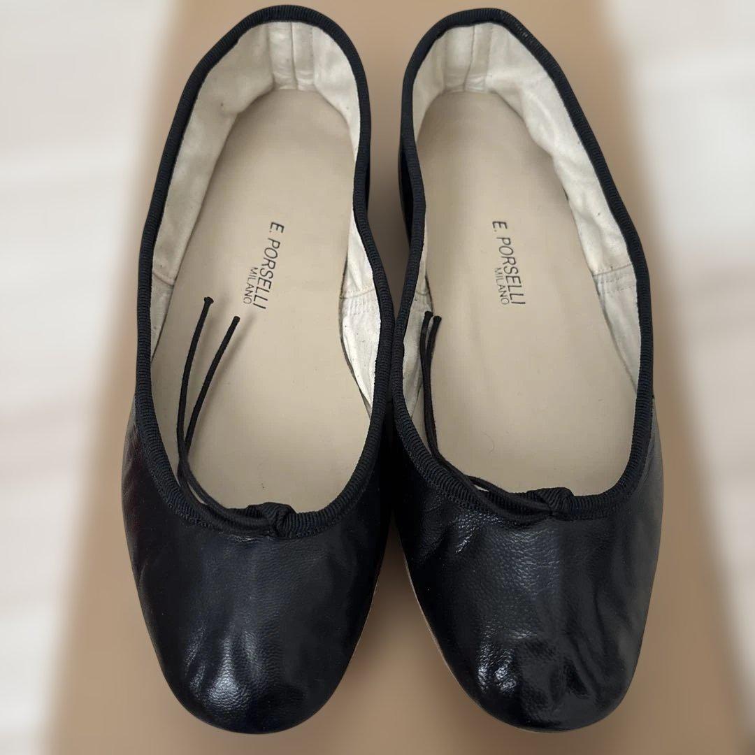E. Porselli 黒 バレエシューズ