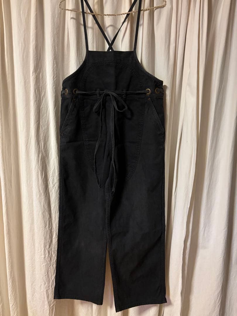 KAPITALオーバーオールデニムレディース黒XS テーパードオーバーオール/サロペット DUNGAREES【スッキリシルエット