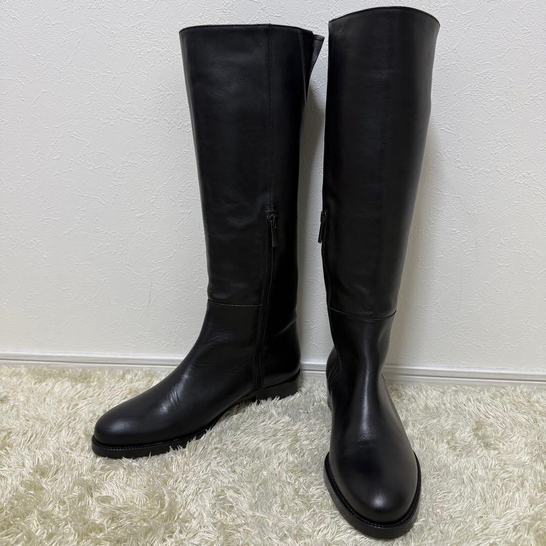 美品✨ REMME ロングブーツ　サイドジップ　サイドゴア　ブラック　レザー