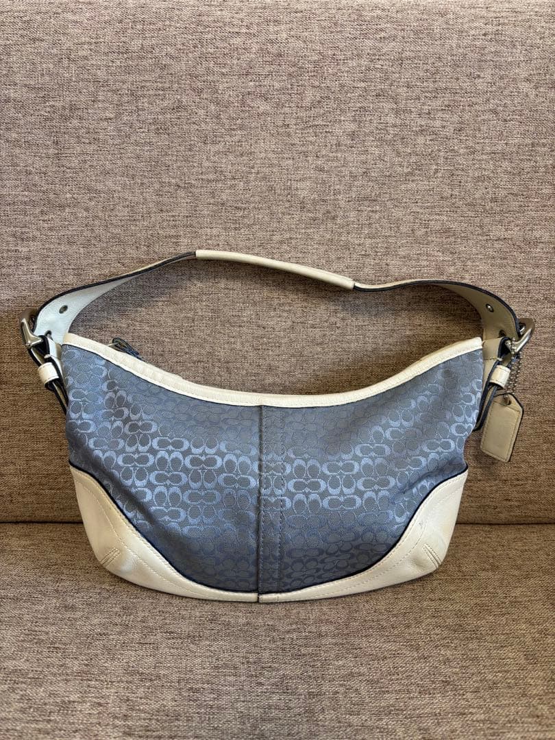 COACH ハンドバッグ ブルー/ホワイト