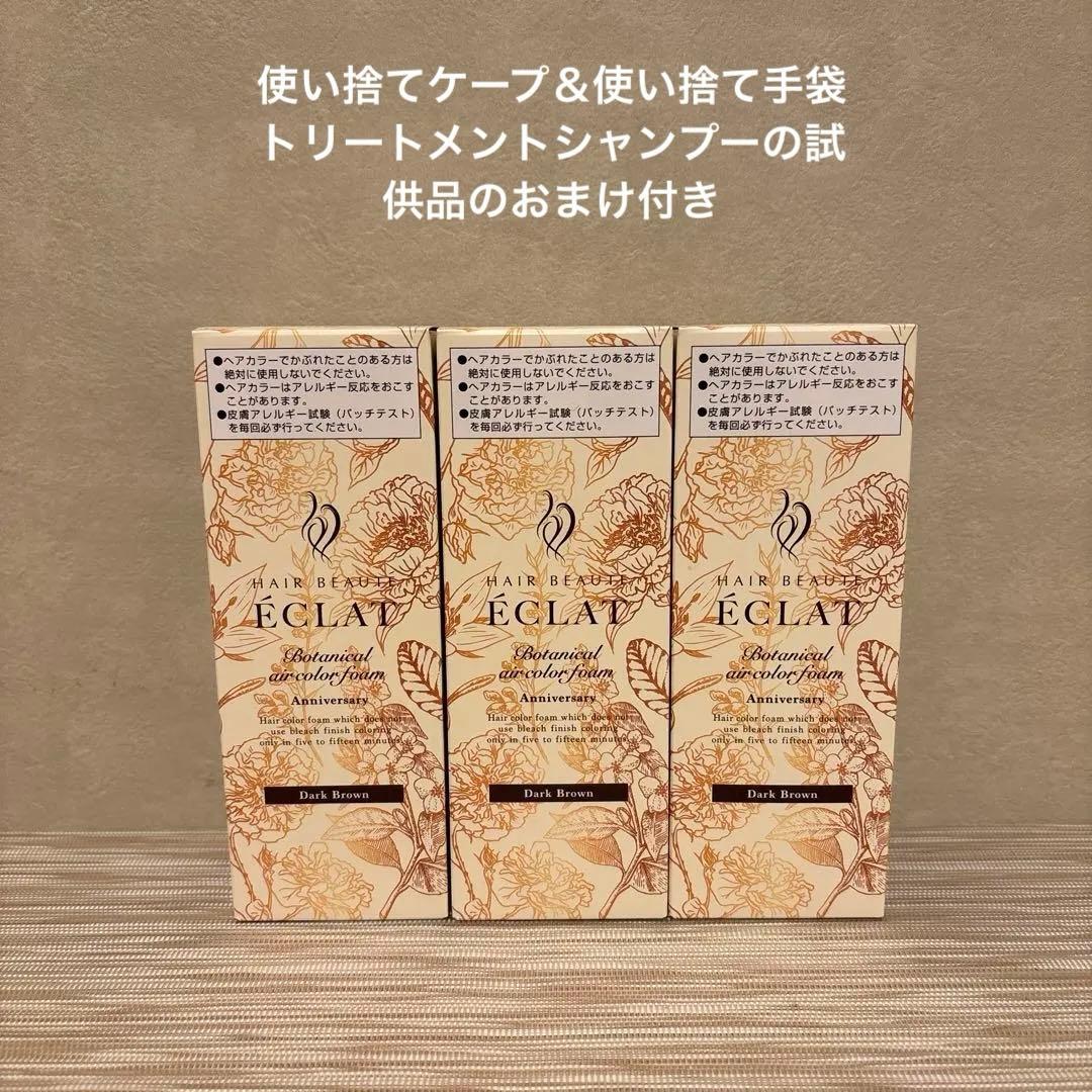 ヘアボーテ　エクラ　ボタニカルエアカラーフォームEX ダークブラウン　3個