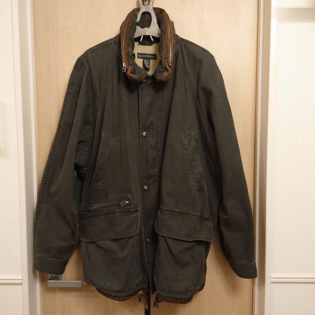 90’s BANANA REPUBLIC レザーパイピングスタンドカラーコート