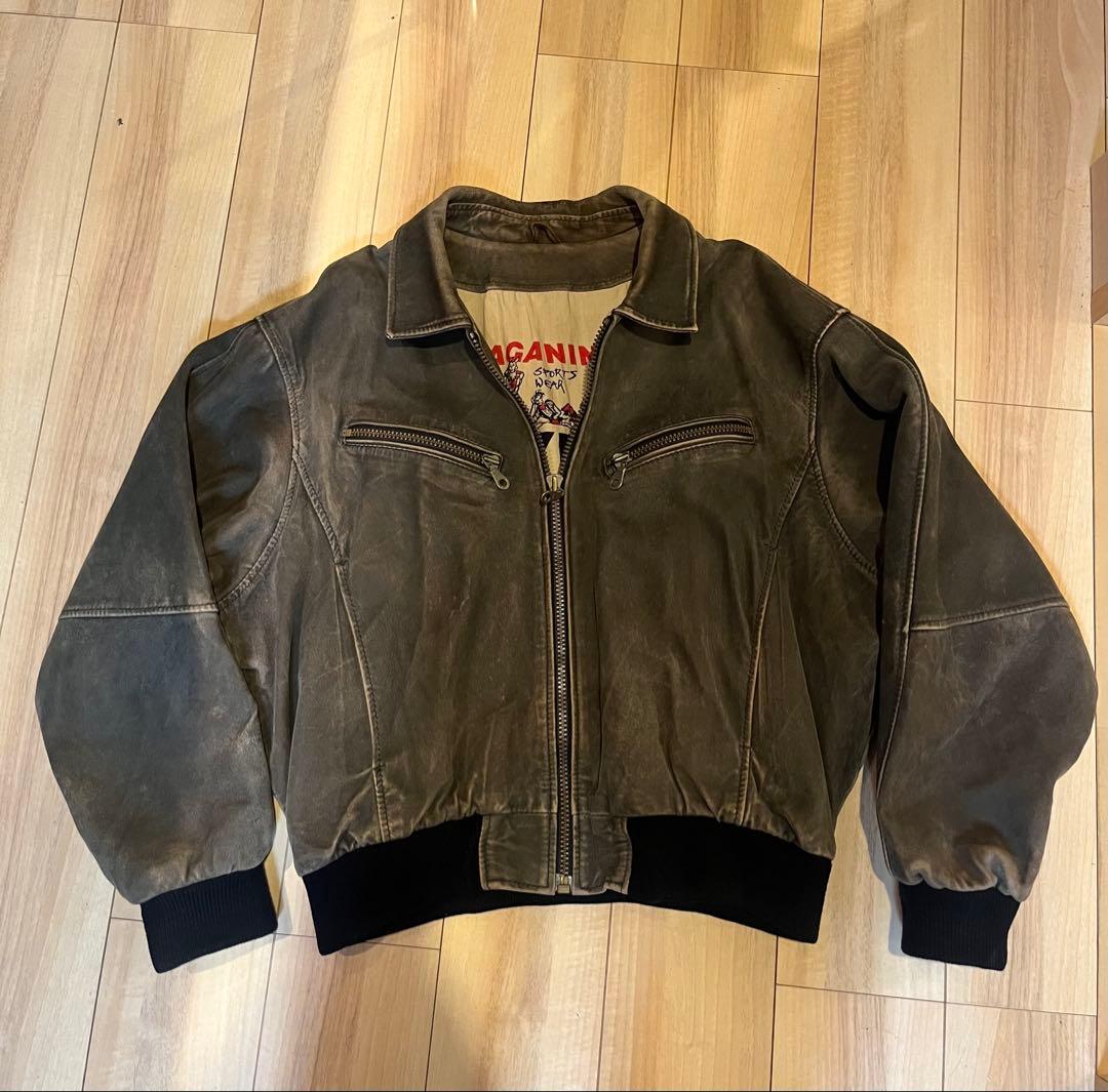 80sスウェードレザージャケット 80s ピッグスエード レザージャケット ブラウン 豚革 A-2 古着｜Yahoo
