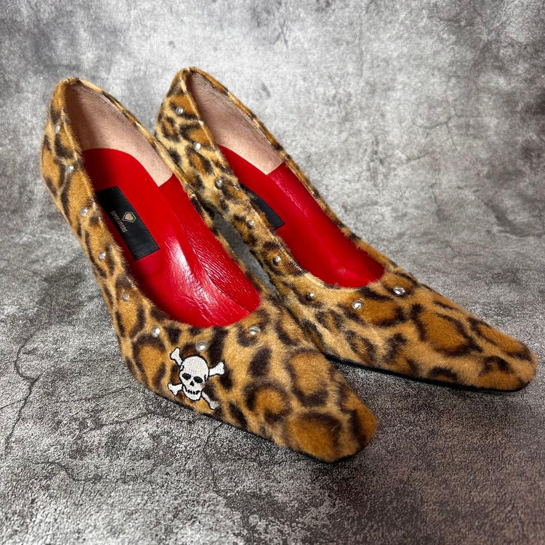 レア SUPER LOVERSヒョウ柄 スカルパンプス Mサイズ約24.5cm