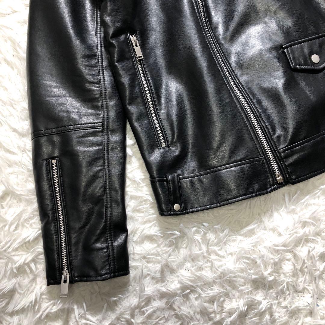 美品】ZARA ザラ ダブルライダースジャケット XL ブラック 大きい