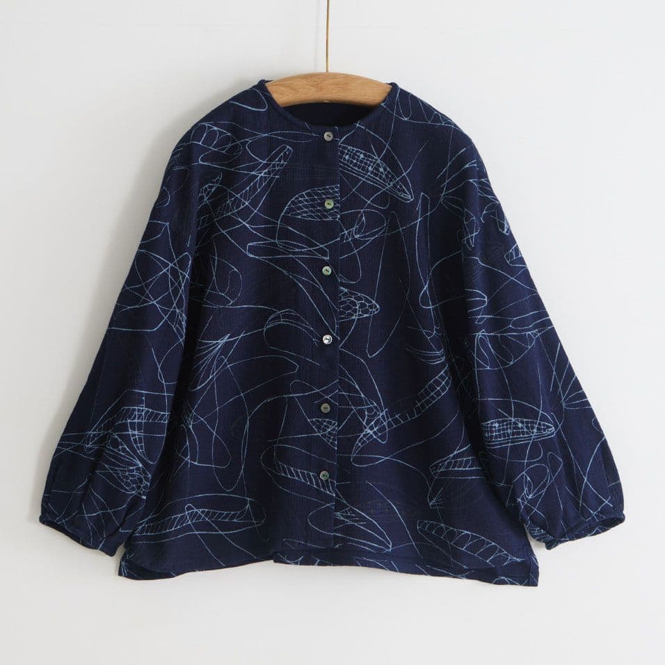 群言堂 ネイビー 長袖シャツ