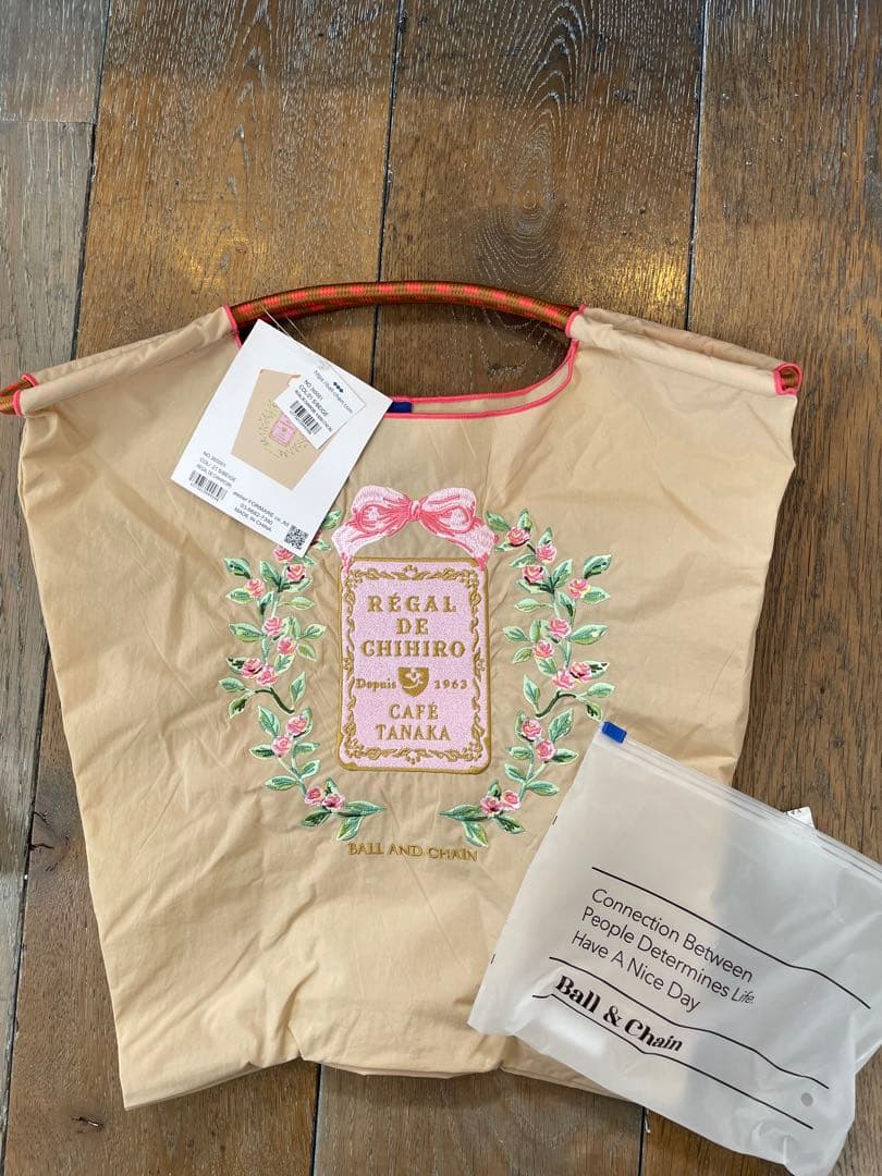 ボールアンドチェーン　カフェタナカ　コラボバック　ベージュ
