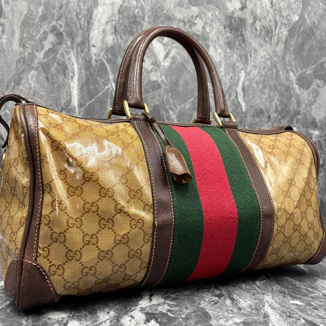 ✨美品✨GUCCI シェリーライン GG ボストンバッグ ベージュ レザー