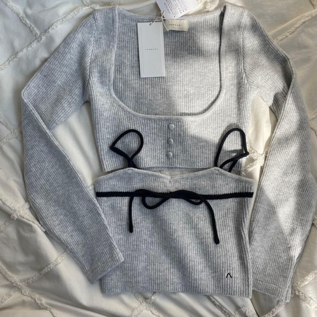 andmary】 Natalie ribbon set gray Fサイズ - メルカリ