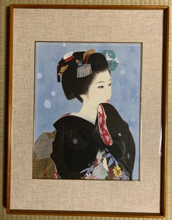 中尾淳『舞妓』木版画 中尾 淳 『舞妓』 ｜骨董品買取 緑和堂