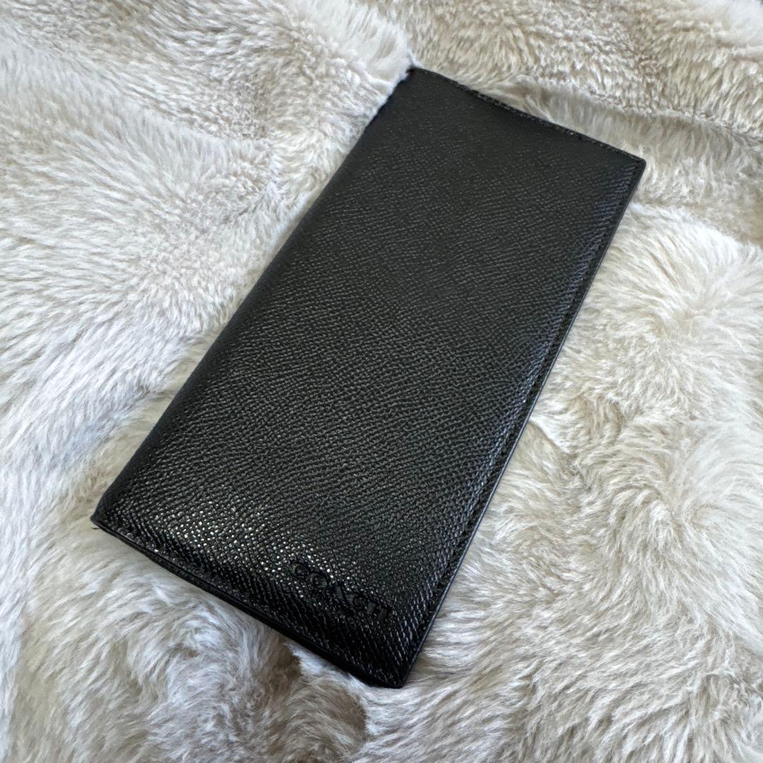 【coach】黒レザー長財布 複数カードスロット付き
