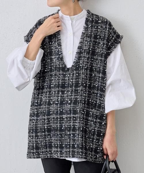 BEARDSLEY ビアズリー ツイード ベスト Vネック プルオーバー - メルカリ