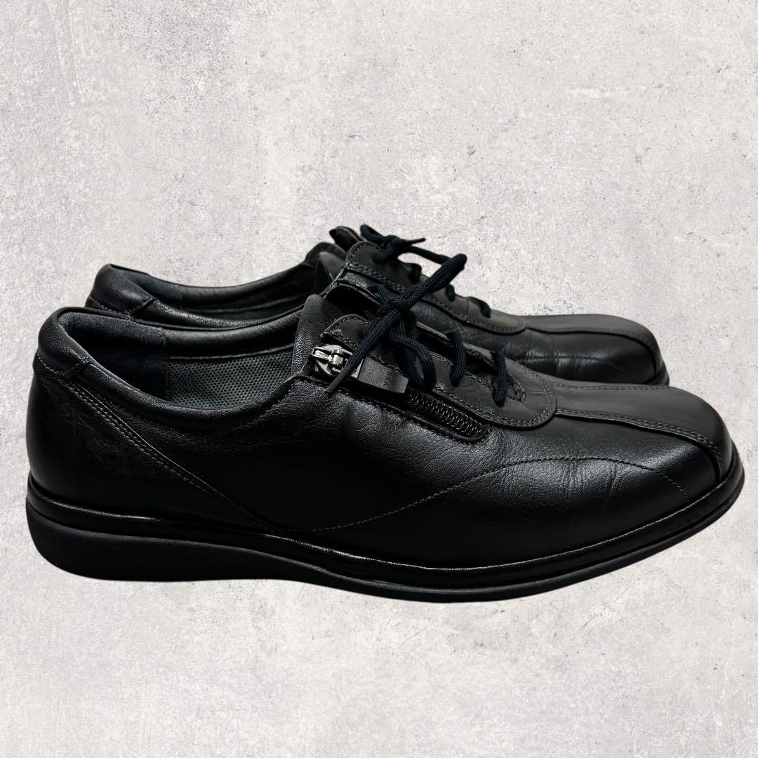 美品✨アシックス ペダラ レザースニーカー 22.5 EEE 黒 サイドジップ