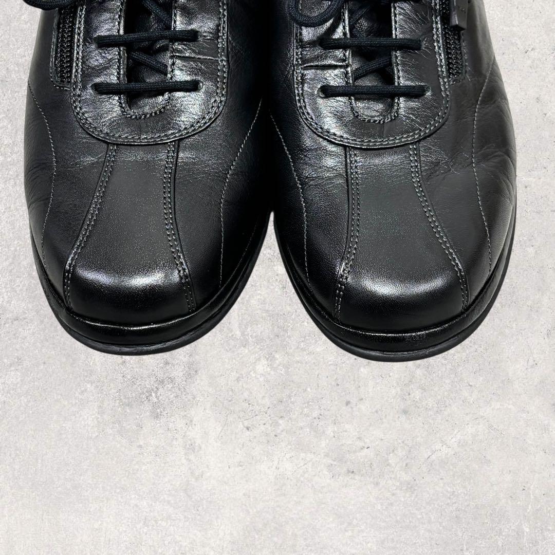 美品✨アシックス ペダラ レザースニーカー 22.5 EEE 黒 サイドジップ